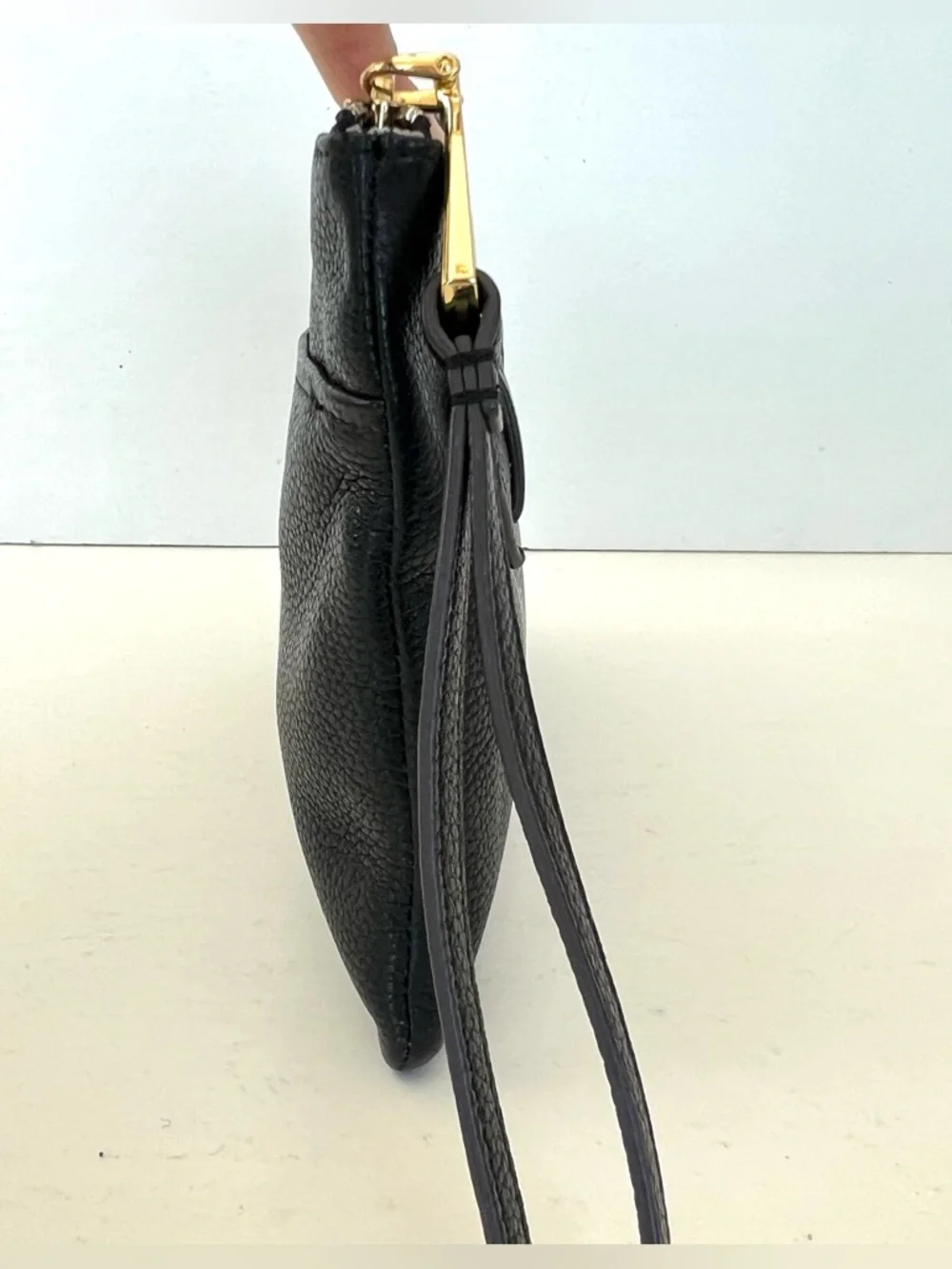 AIMEE KESTENBERG Melville Black Pebbled Leather Zipper Closure Clutch Wristlet
